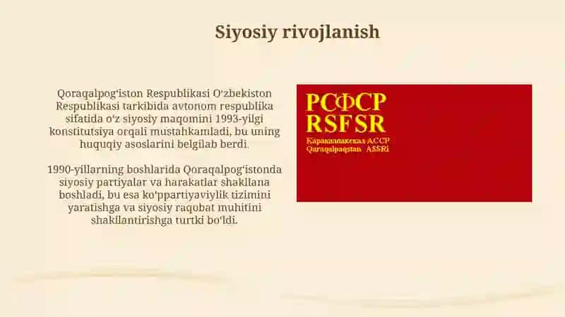 Qoraqalpogʻiston Respublikasi Siyosiy Rivojlanish 3
