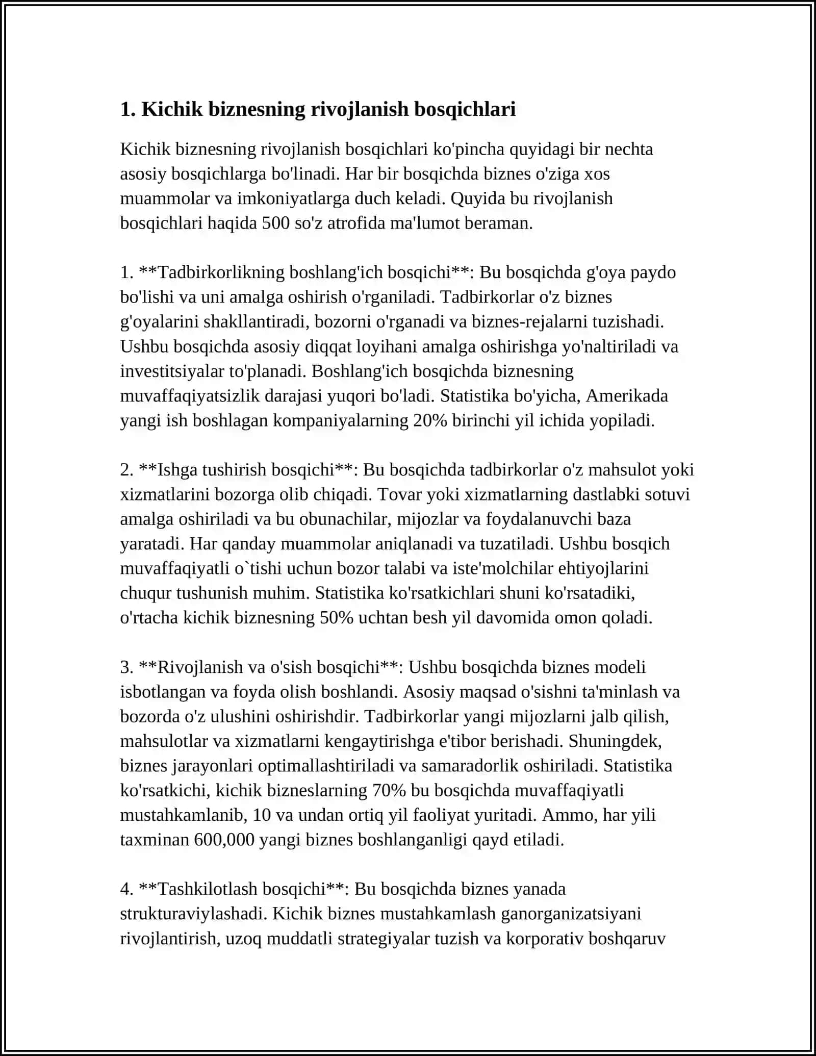 Kichik Biznes va Xususiy Tadbirkorlik 3