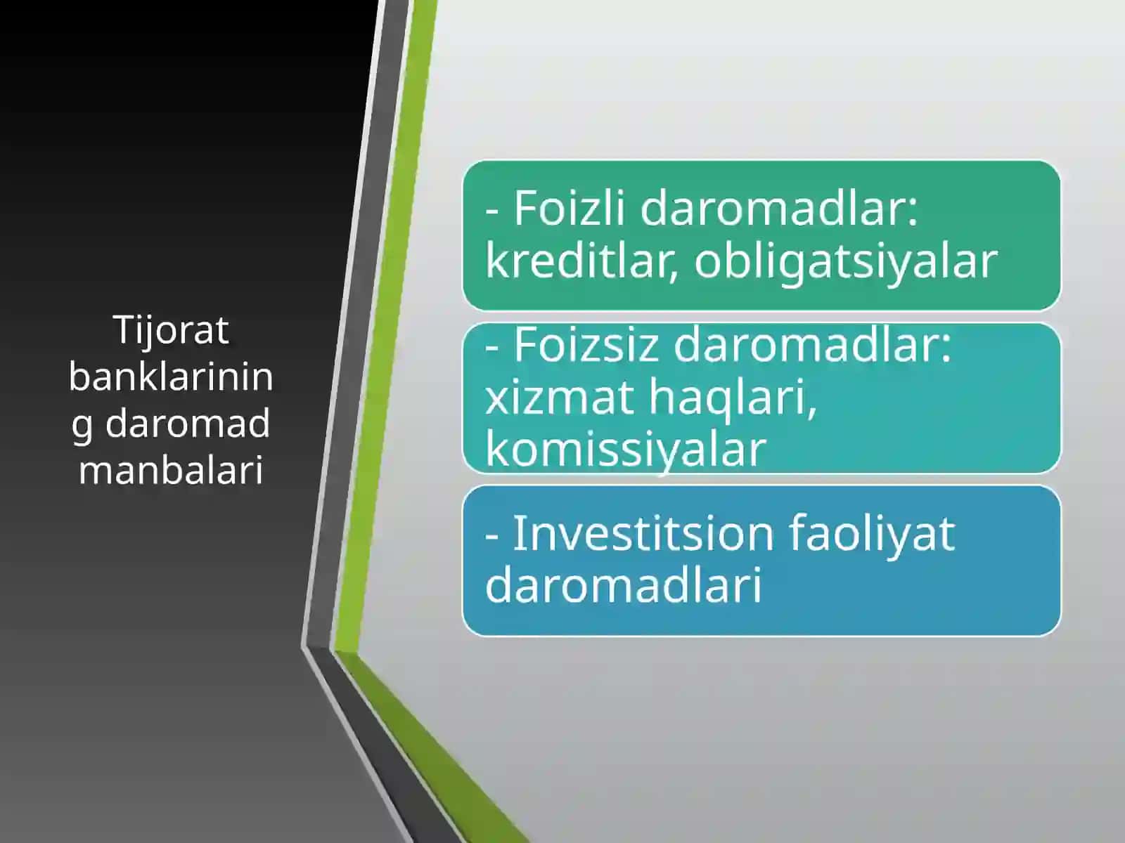 Tijorat banklari daromadlari, xarajatlari va foydasini boshqarish yo'llari 3