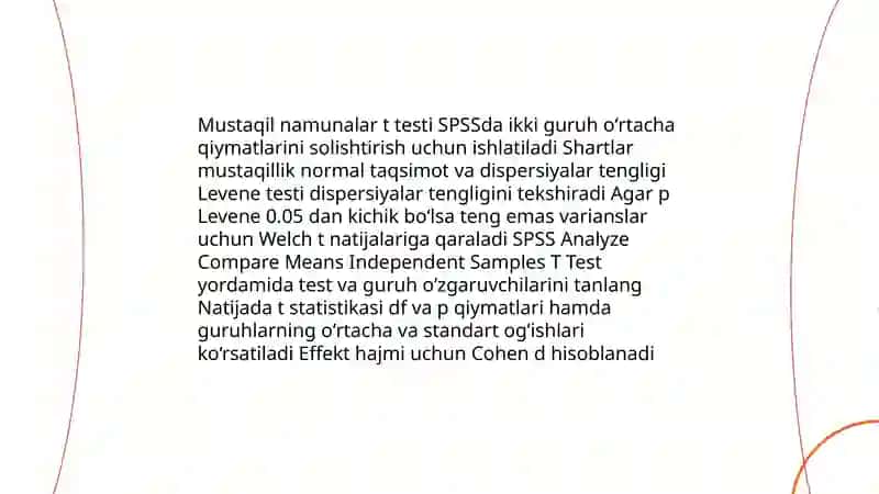 SPSS Dasturida oʻrtacha qiymatlarni taqoslash 3