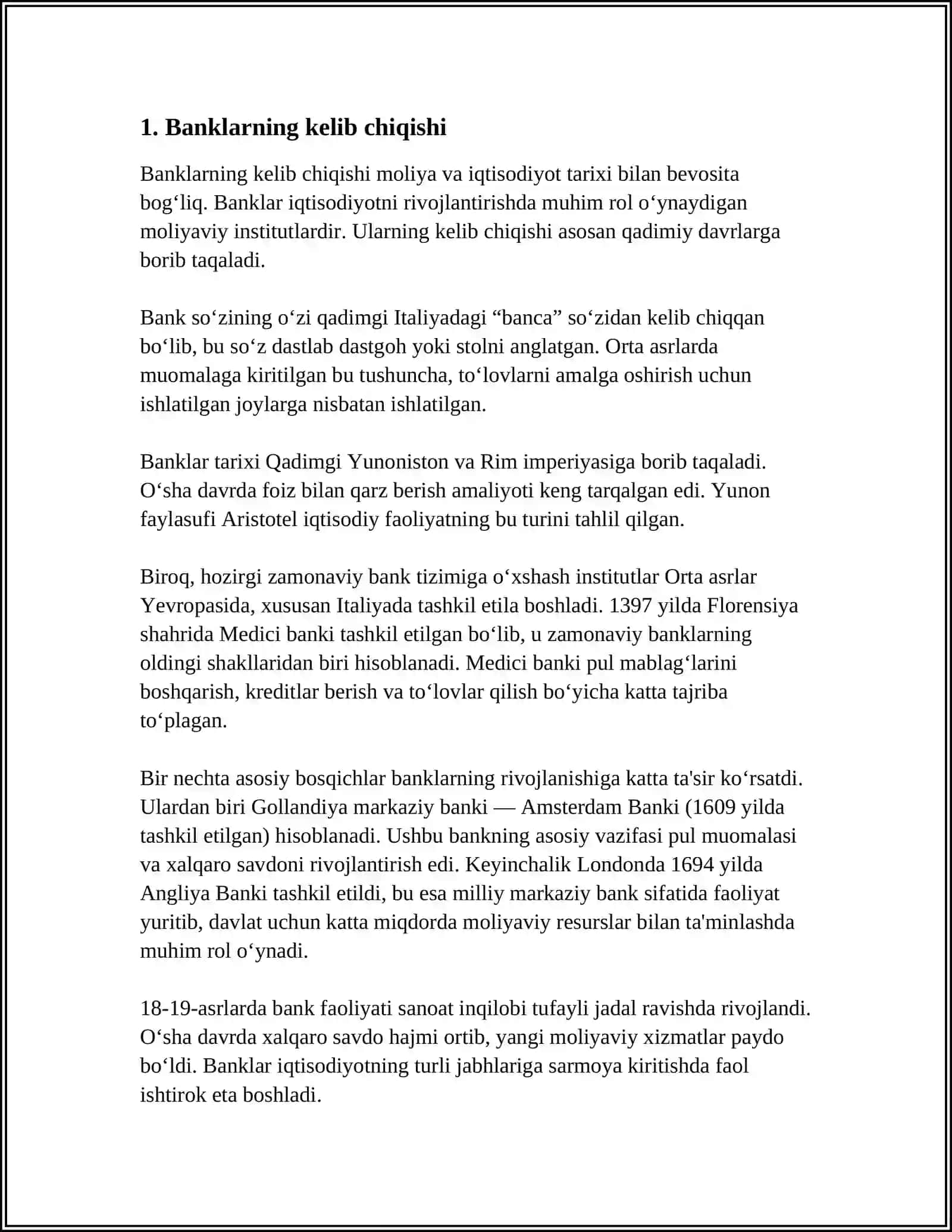 BANKLARNING RIVOJLANISH TARIXI 3