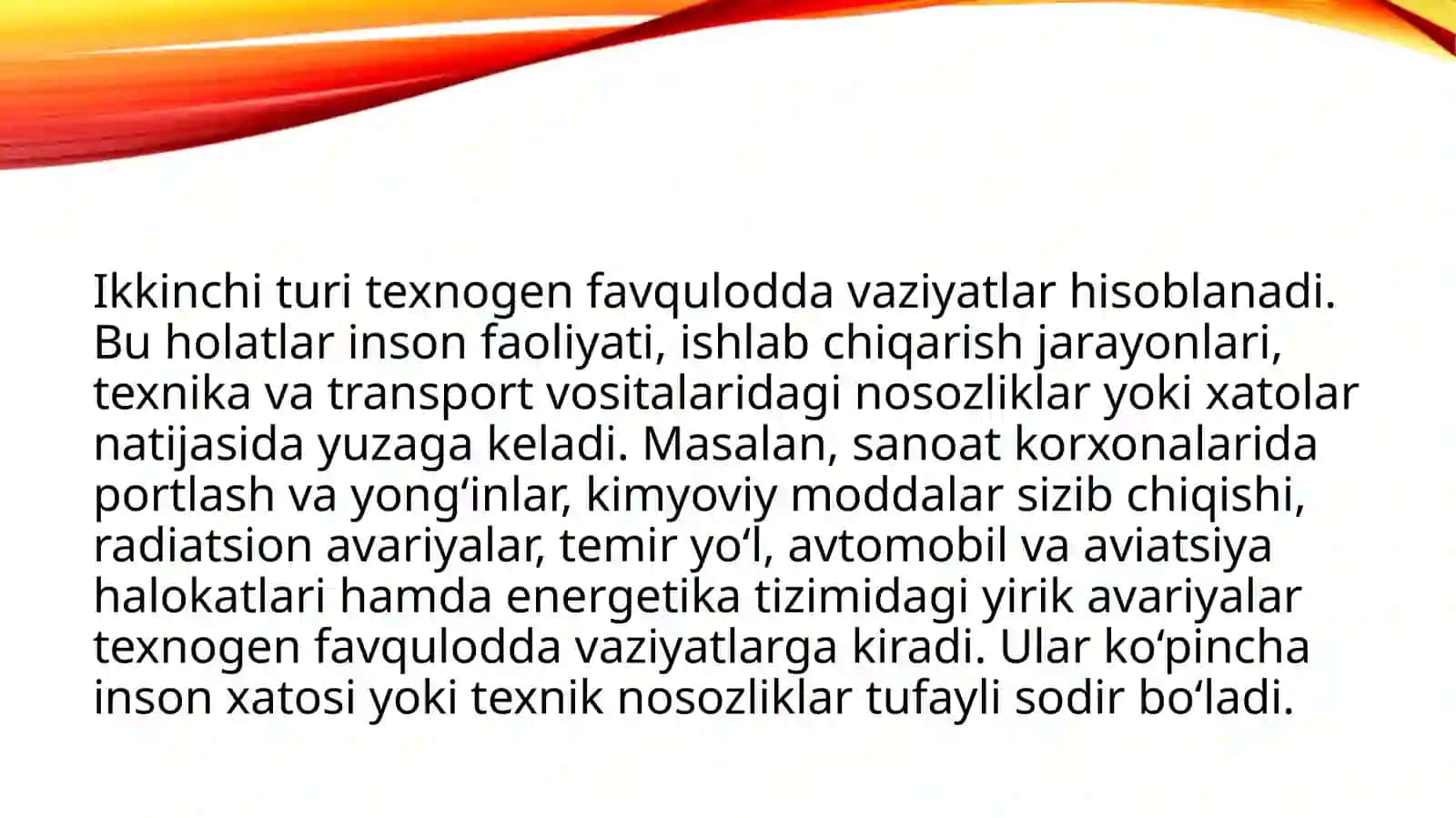 Favqulodda vaziyatlar turlari 3