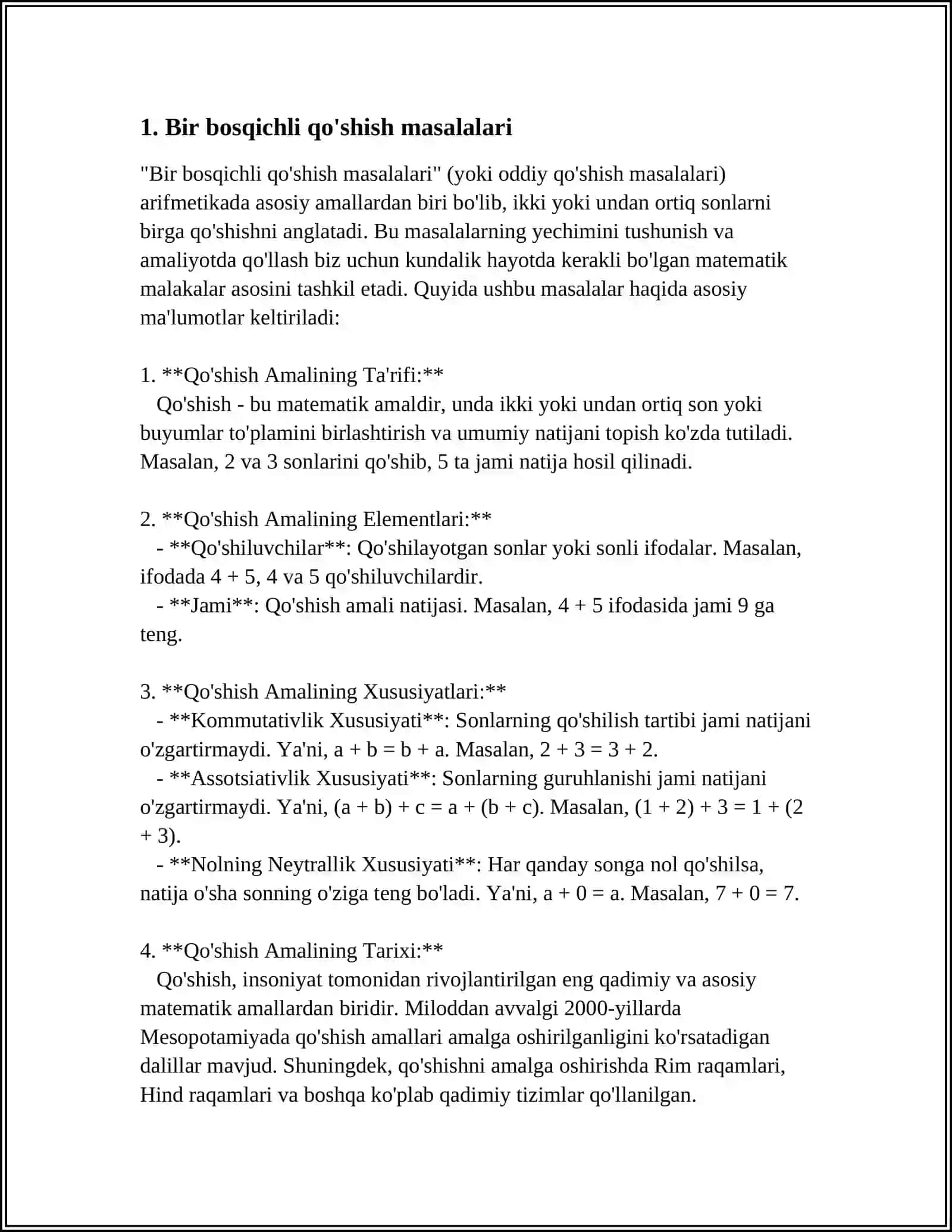 BIR BOSQICHLI QOSHISH VA AYRISH MASSLALARNI YECHISH 3