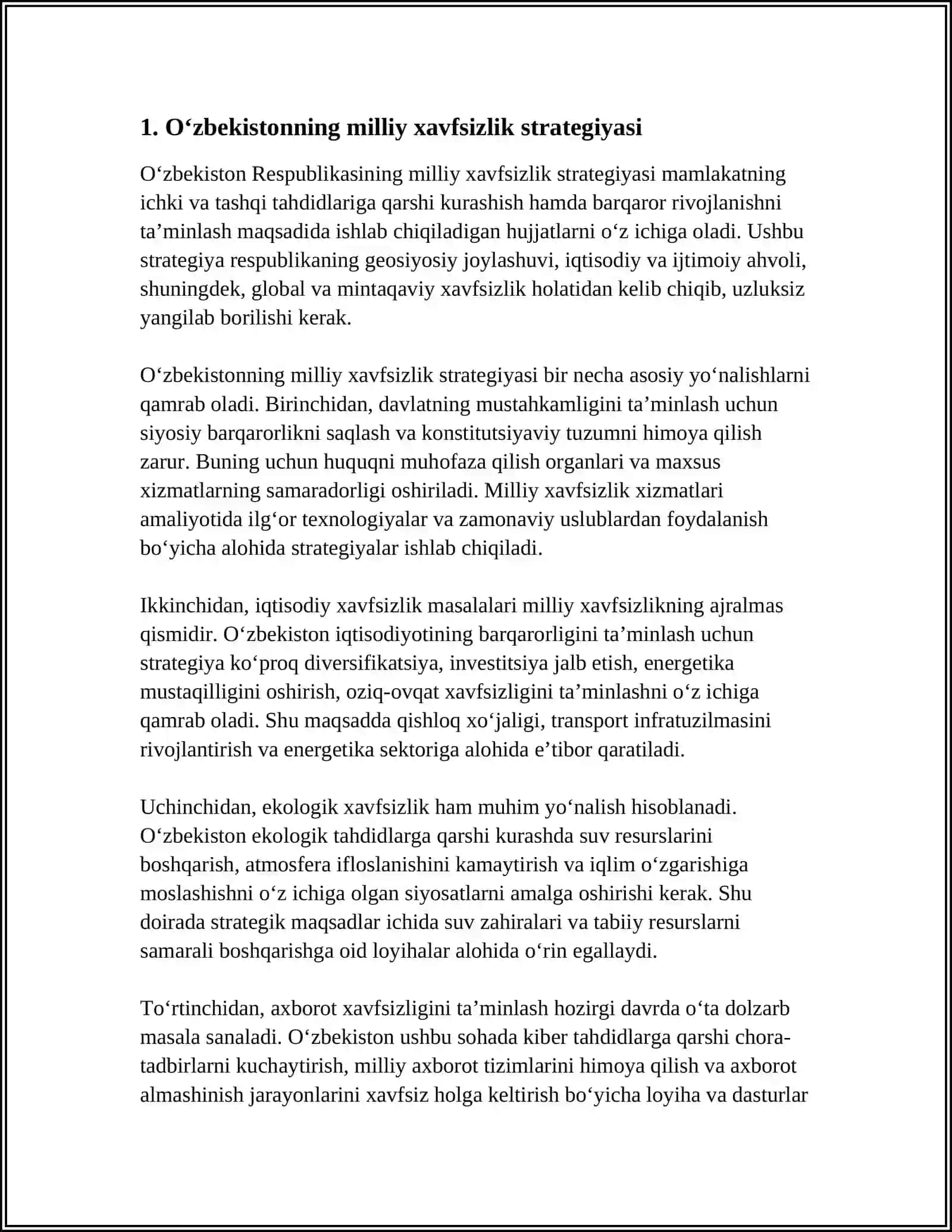 OʻZBEKISTON DAVLAT SIYOSATIDA RADIKAL OQIMLARGA QARSHI KURASHNING YOʻNALISHLARI 3
