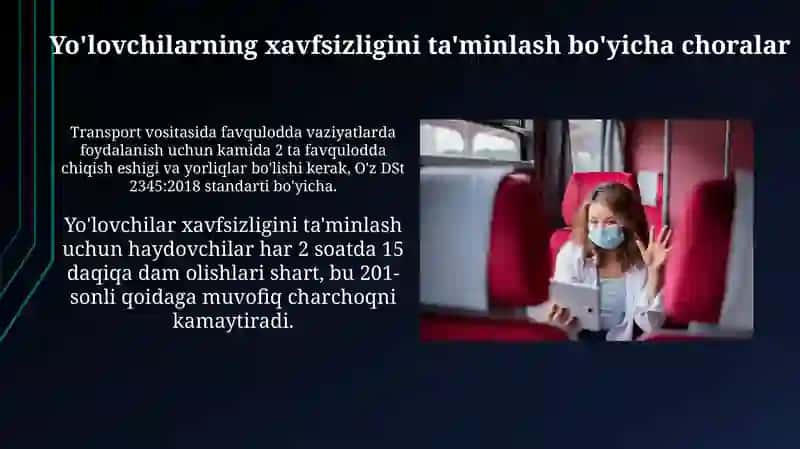 Yo'lovchilarni tashish jarayonida harakatxavfsizligitalablari 3