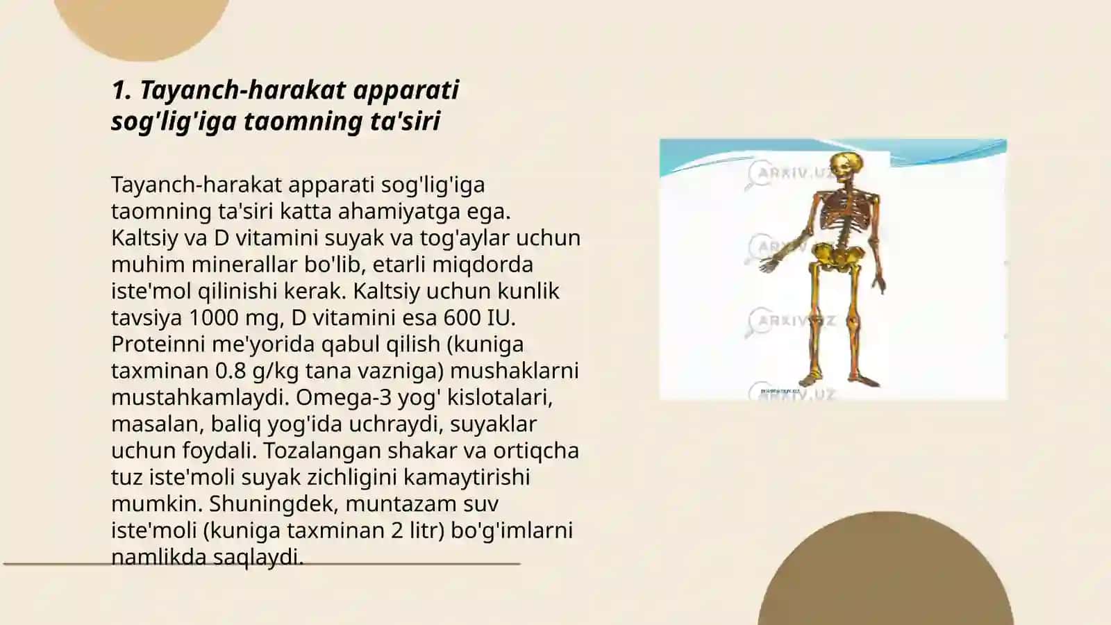 Tayanch-harakat apparati sog'lig'iga taomning ta'siri 3
