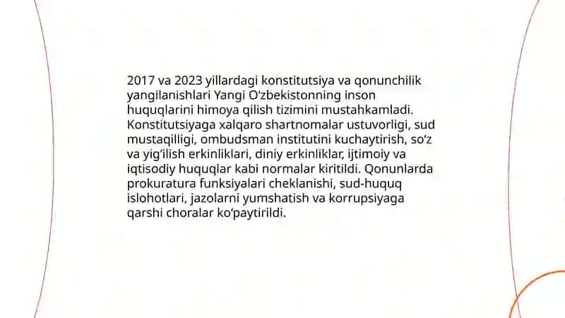 Yangi O‘zbekistonda inson haq-huquqlar va erkinliklari kafolatining yaratilishi 3