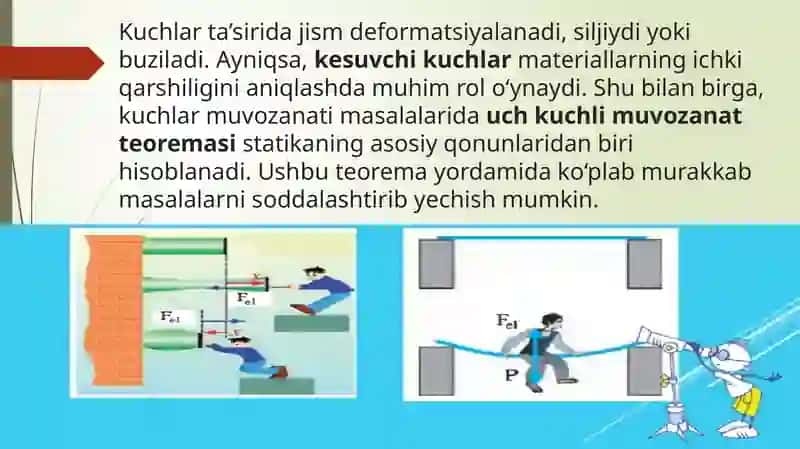Kesuvchi kuchlarning turlari, 3 kuchli muvozanati haqida teorema 3