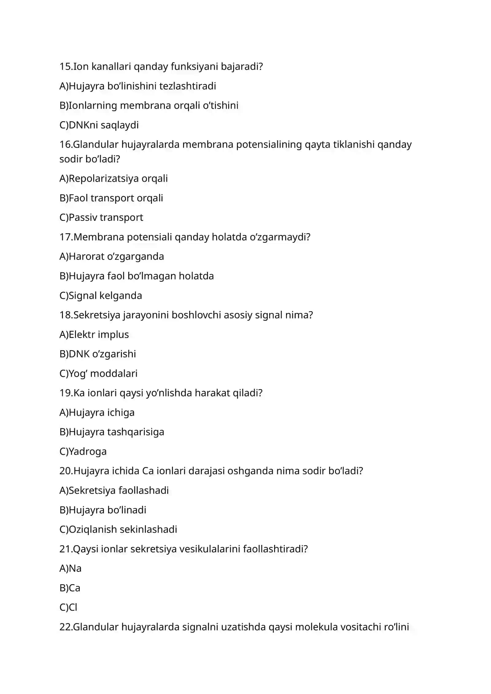 Glandular to’qimalarning elektrofiziologiyasi 3