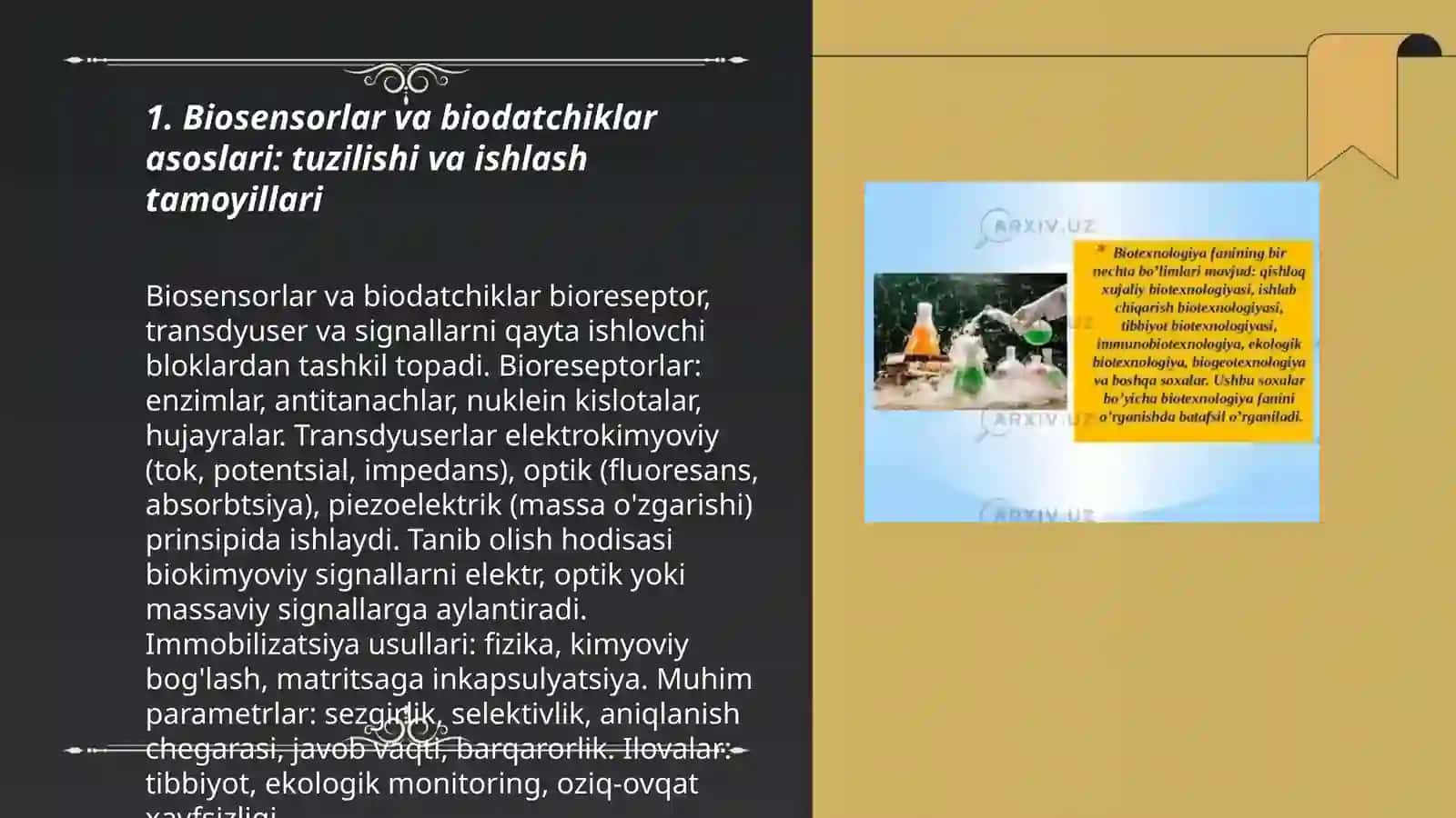 Biosensorlar va biodatchiklar asoslari: tuzilishi va ishlash tamoyillari 3