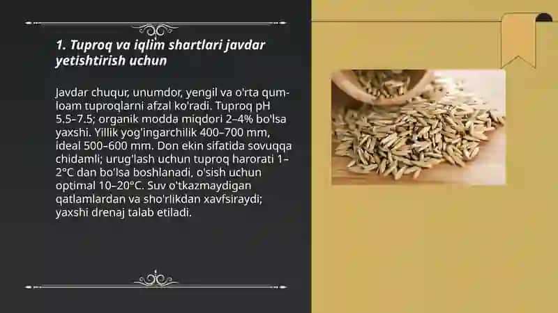Javdar yetishtirish texnologiyasi 3