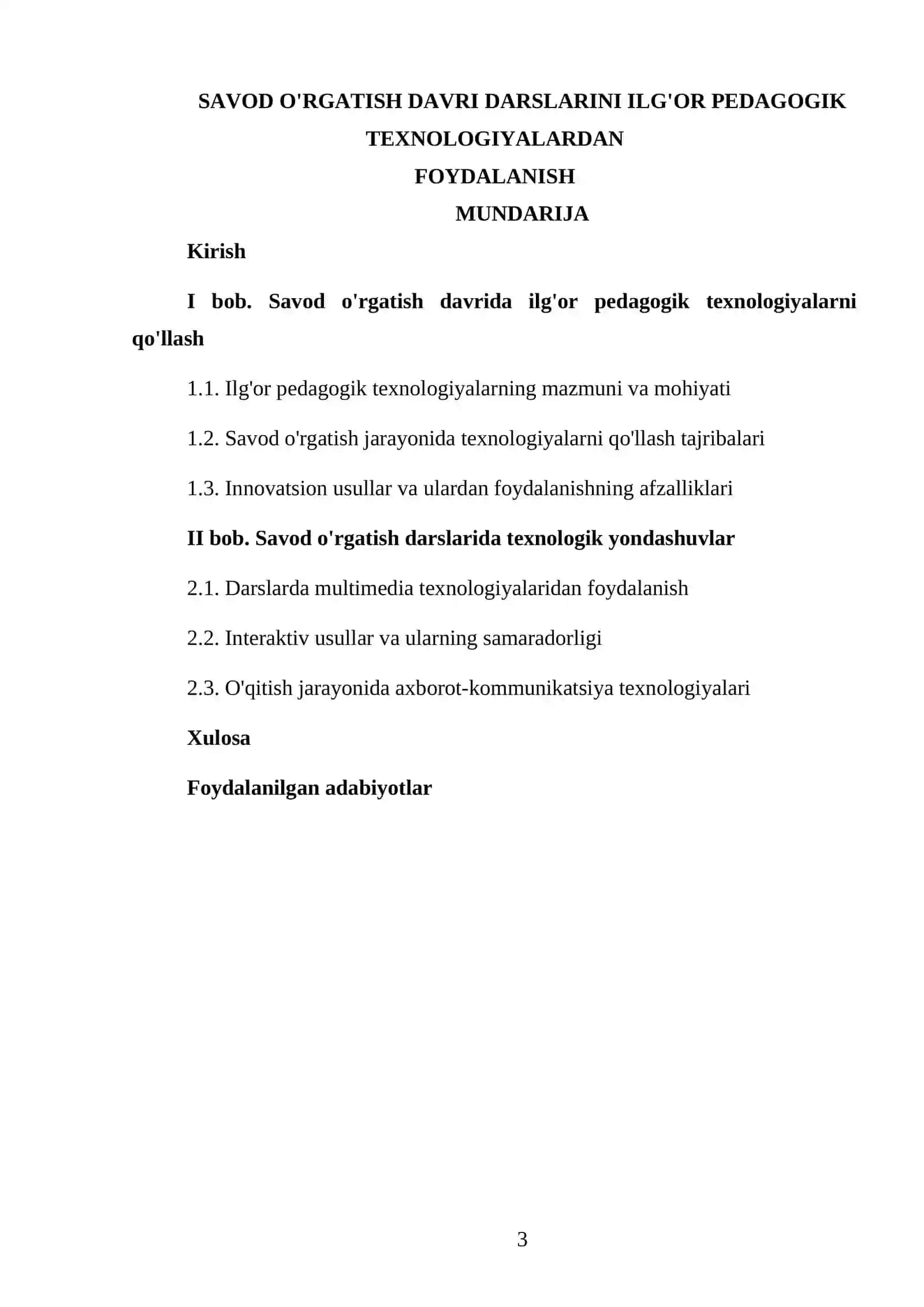 Savod o'rgatish davri darslarini ilg'or pedagogik texnologiyalardan foydalanish 3