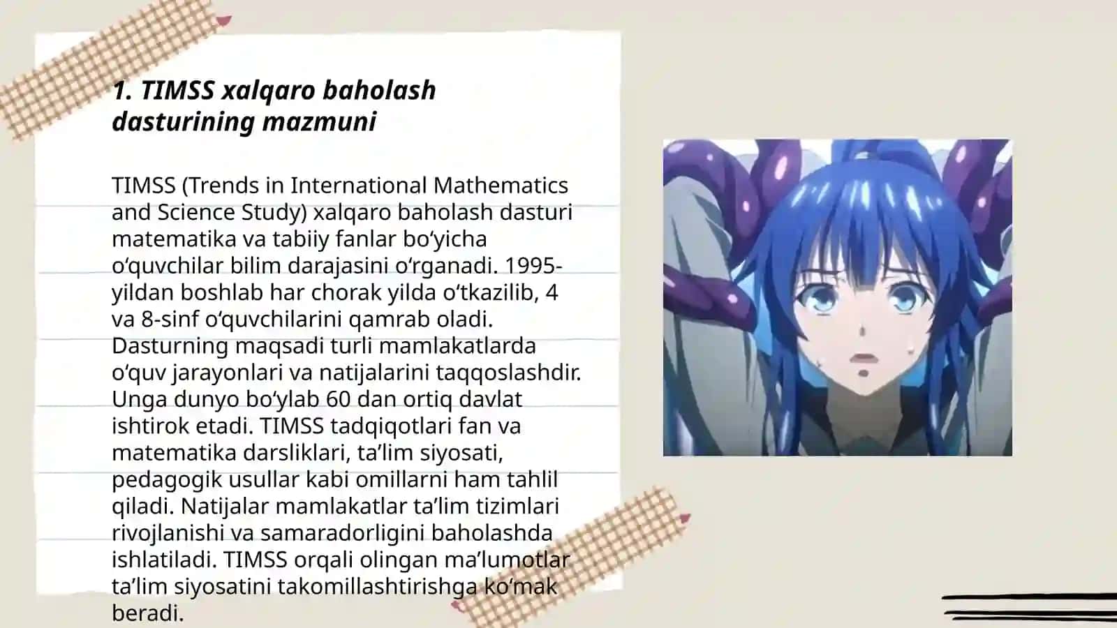 TIMSS xalqaro baholash dasturi mazmuni 3