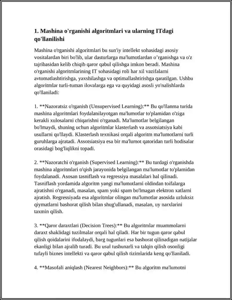 Mashina o'rganishi algoritmlari va ularning ITdagi qo'llanilishi 3