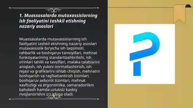 Muassasalarda Mu'taxassislarning Ish Yuritishini Tashkil Etish Texnologiyasi 3
