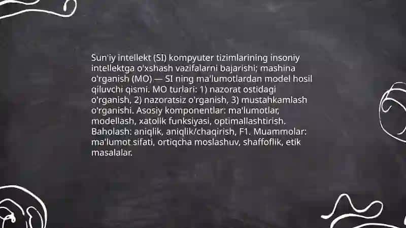 Suniy intlekt va mashina òraganish tushunchalari 3