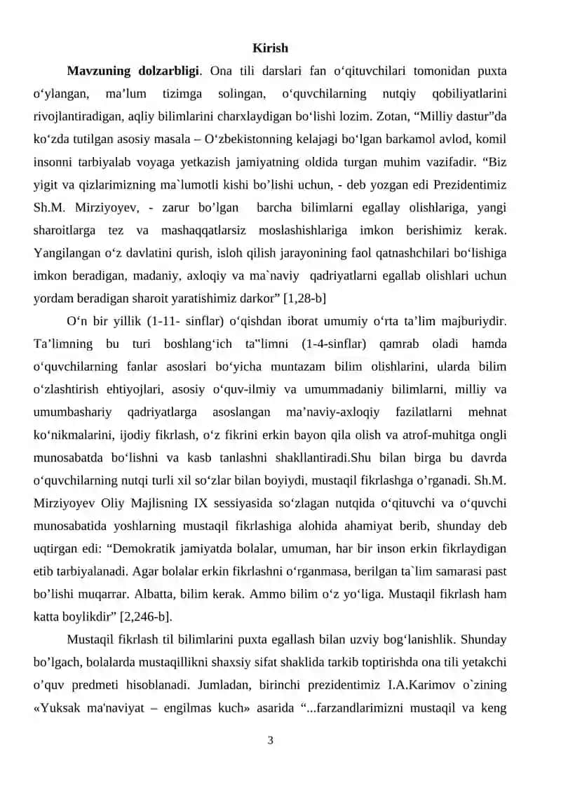 "4-sinfda ot so’z turkumini o’rgatish jarayonida o’quvchilarning nutqini o’stirish" 3