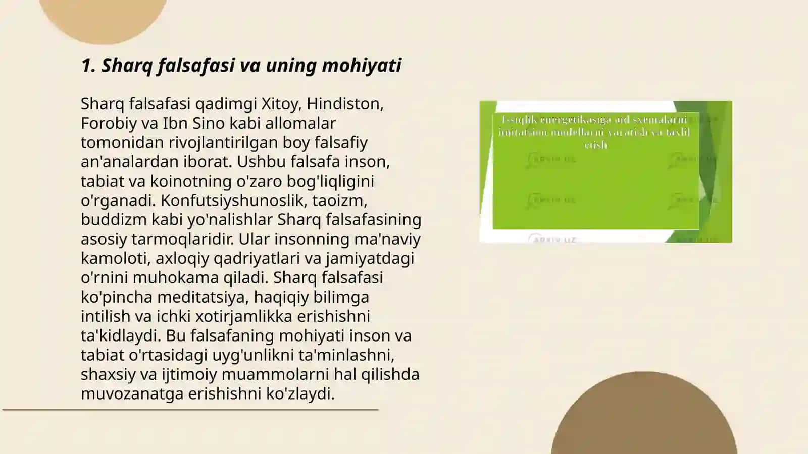 Falsafaning mohiyatiga oid sharq va g'arb mutafakkirlari ta'riflarini tasniflash 3
