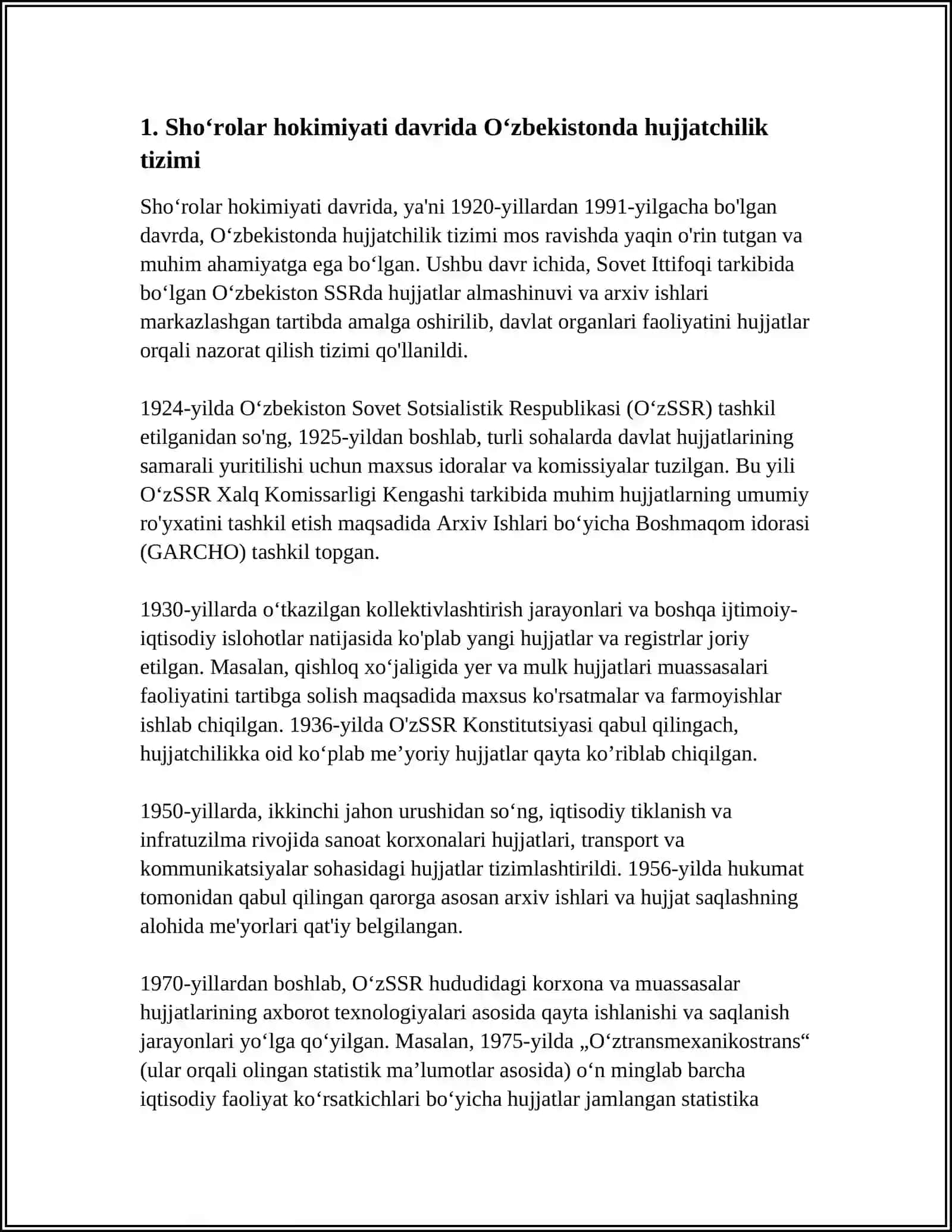 ÒZBEKISTONDA SHO‘ROLAR DAVRIDA HUJJATCHILIK 3