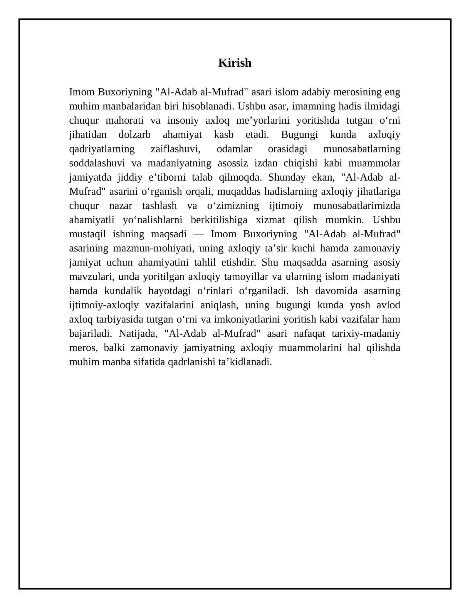 Imom Buxoriyning "Al-Adab al-Mufrad" asari 3