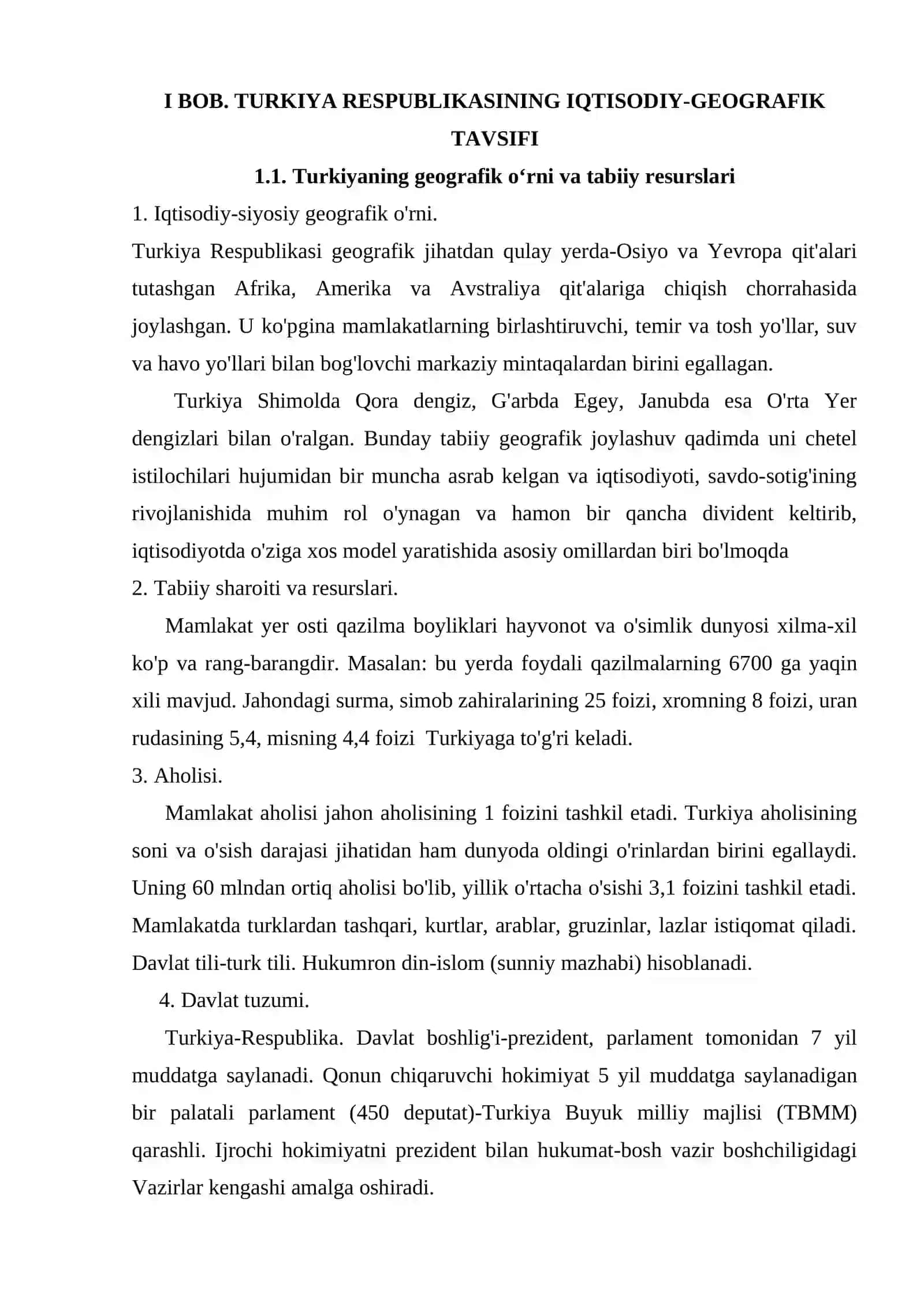 Turkiya va Misr arab respublikasi iqtisodiy geografik tavsif 3