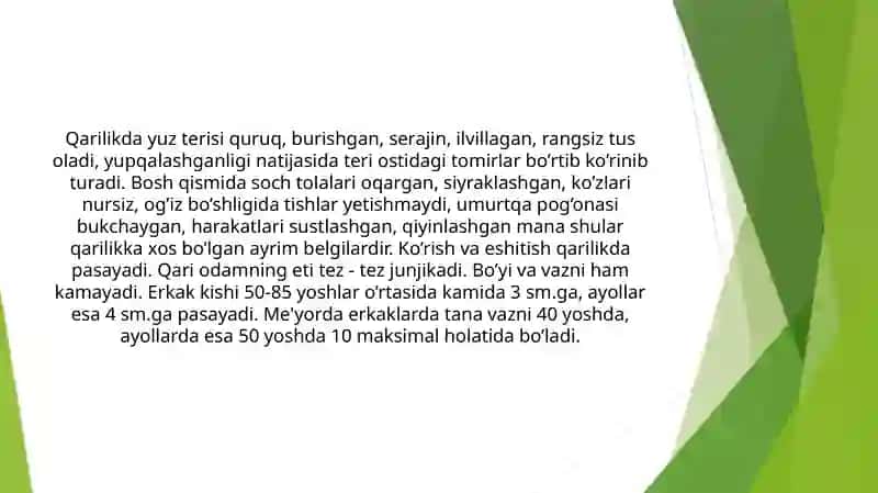 qarilikning biologik jabhalari 3