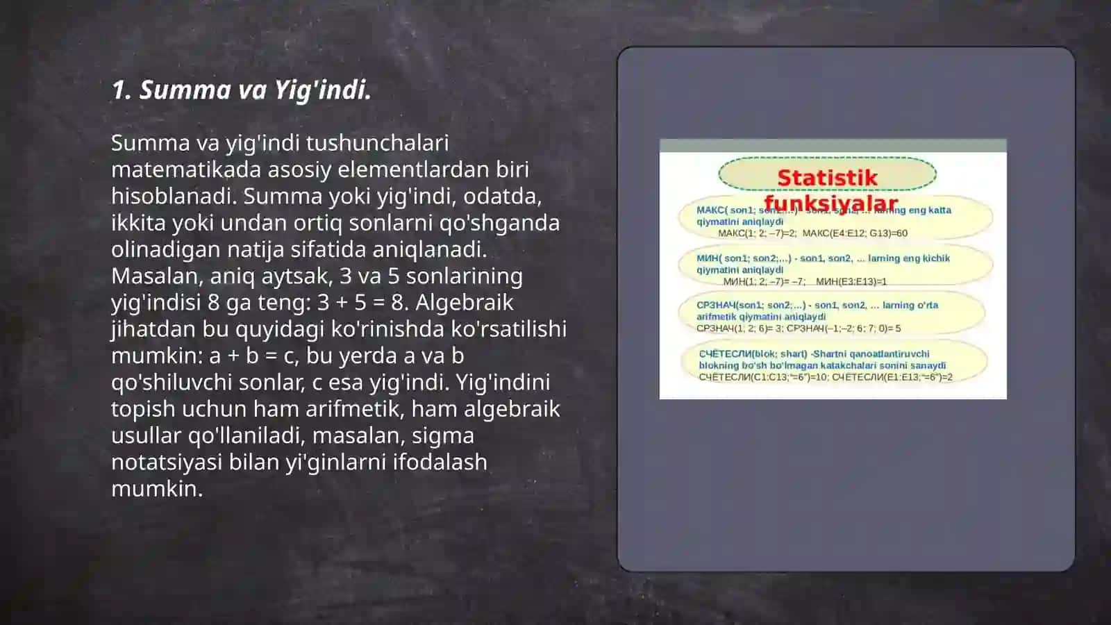 MS Excelda matematik funksiyalardan foydalanib masalalar ishlash 3