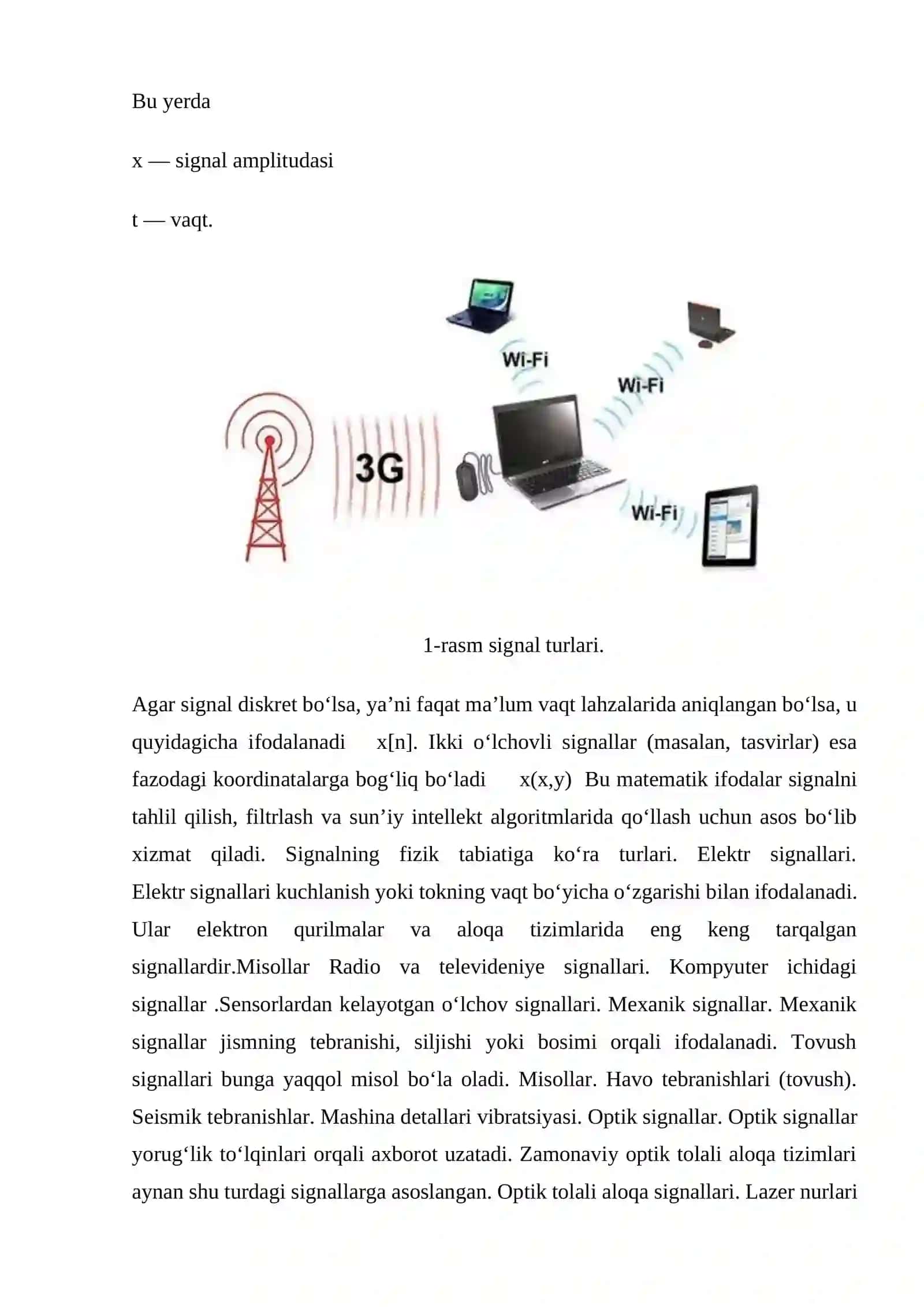 Bir va ikki o’lchovchi signallarga raqamli ishlov berishda sun’iy intellekt algoritmlarini qo’llash. 3