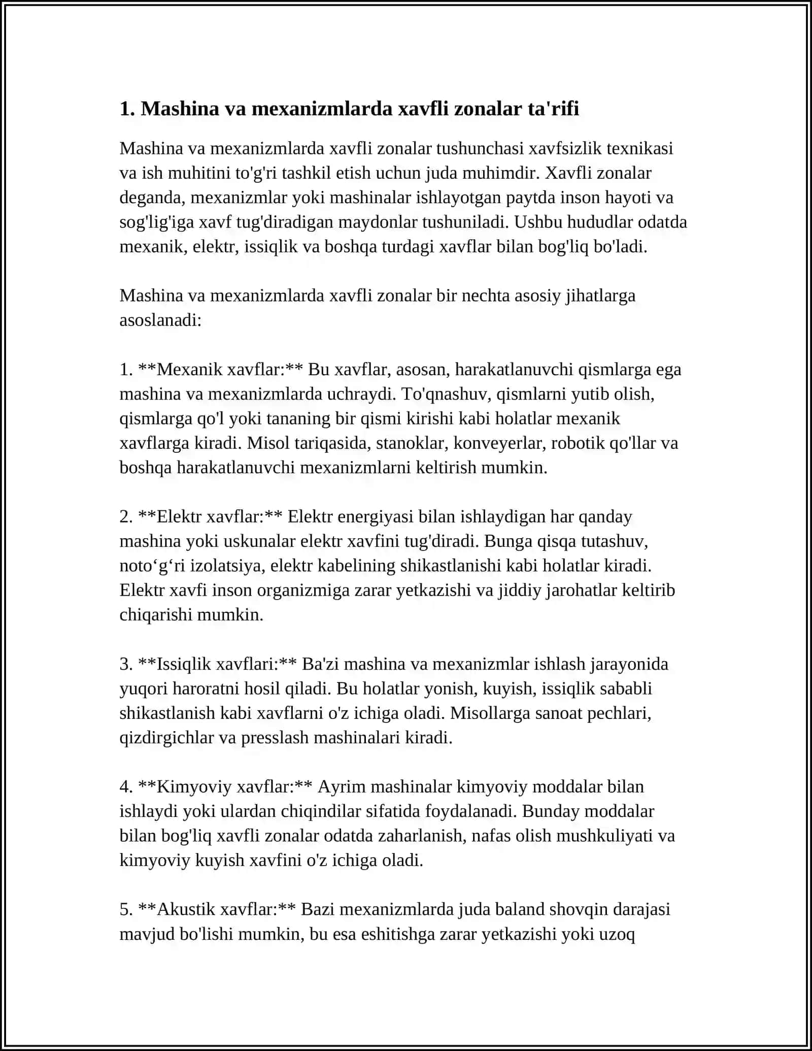 MASHINA VA MEXANIZMLARNING XAVFLI ZONALARI 3