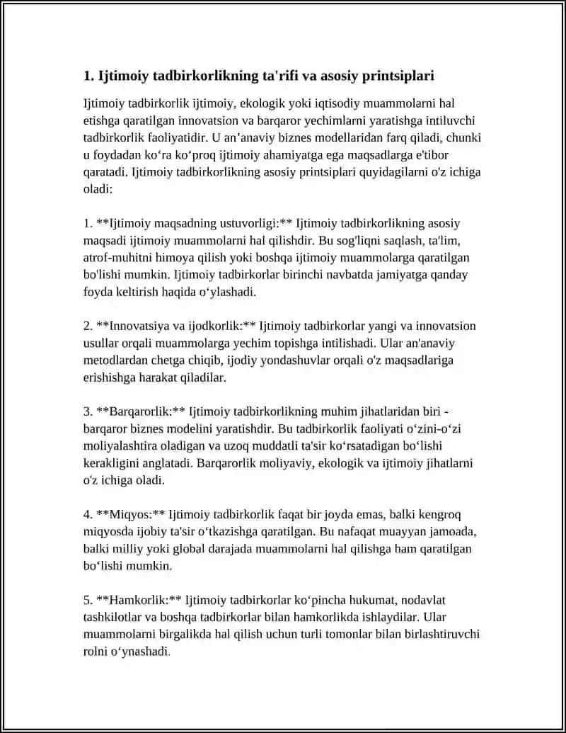 IJTIMOIY TADBIRKORLIK(SOCIAL INTREPRENEURSHIP) TUSHUNCHASINI IZOHLANG 3