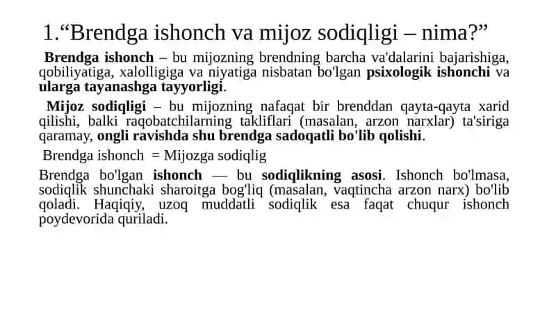 mijoz sodiqligi va brendga ishonch 3