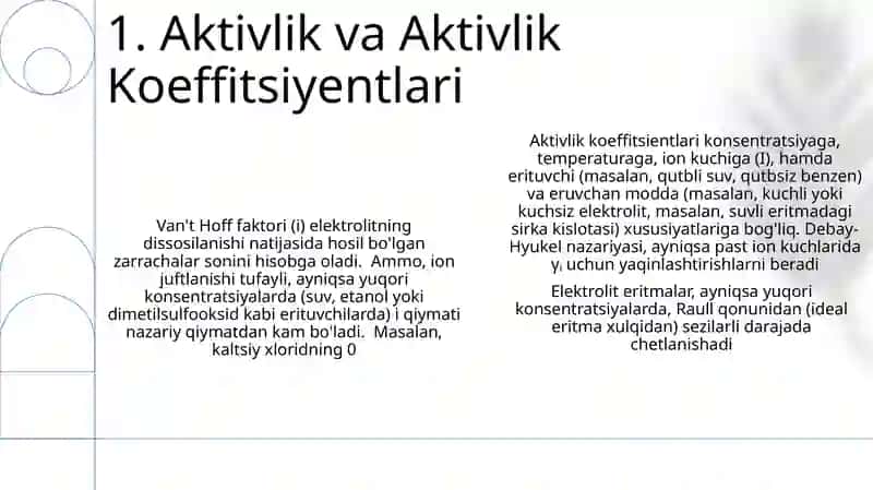 Elektrolit eritmalarda Raul va Vant-Goft qonunlaridan chetlanish 3