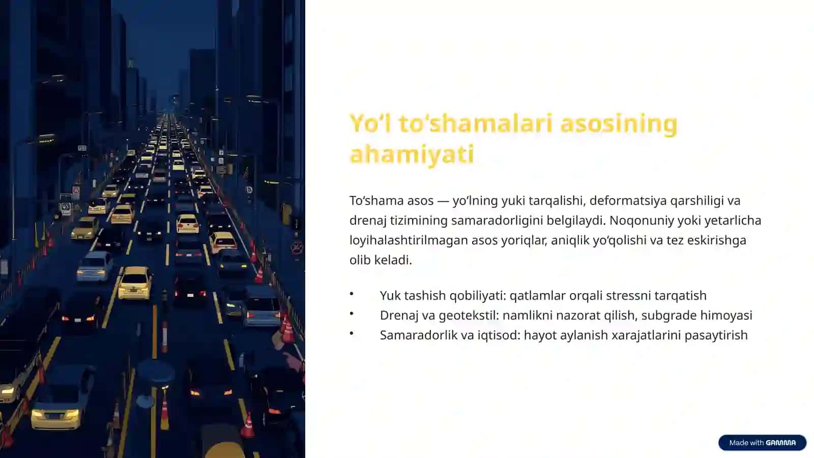 Shaharyo‘llariYo‘l to‘shamalari asosini qurish texnologik xaritasi 3