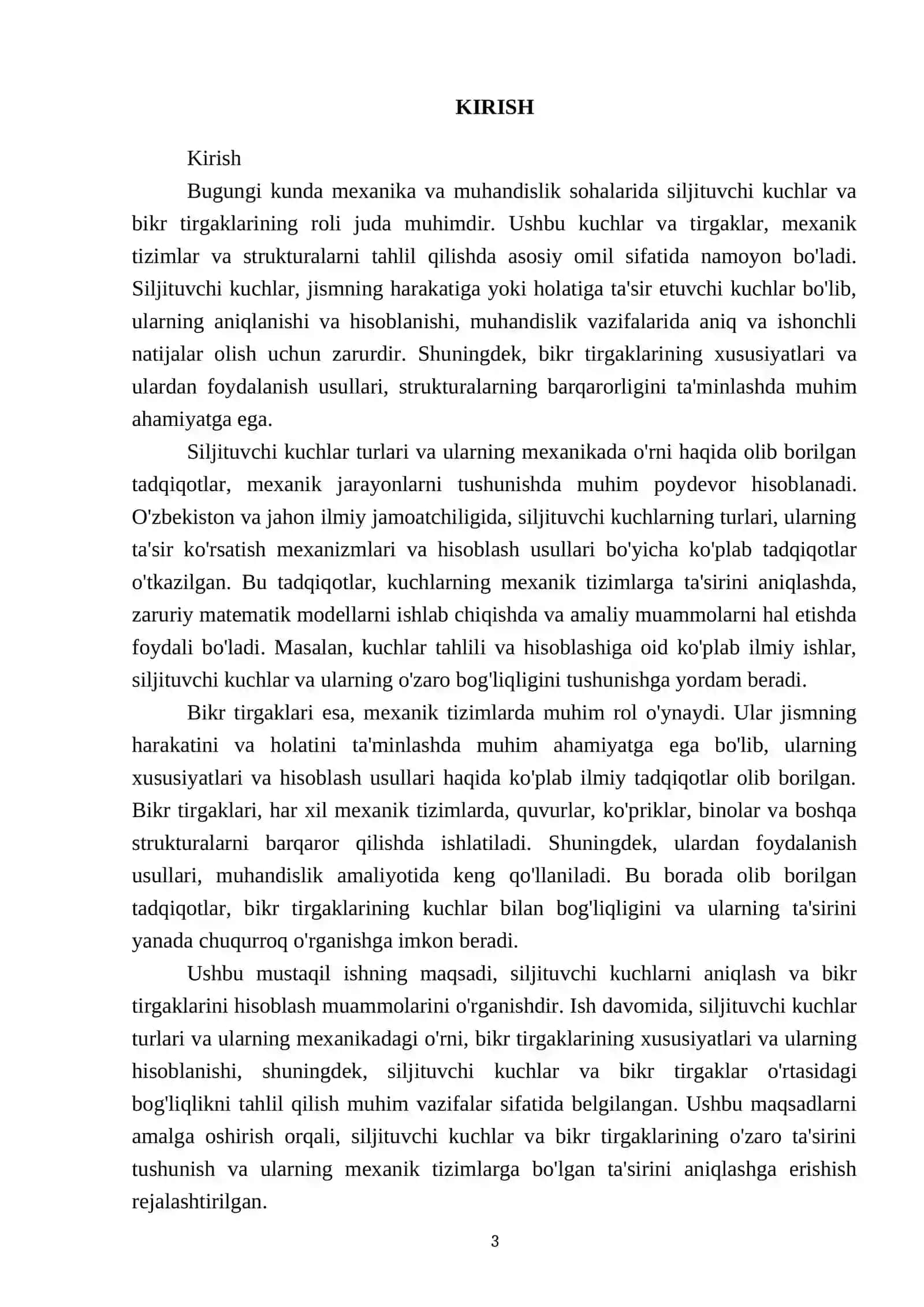 Siljituvchi kuchlarni aniqlash. Bikr tirgaklarini hisoblash 3