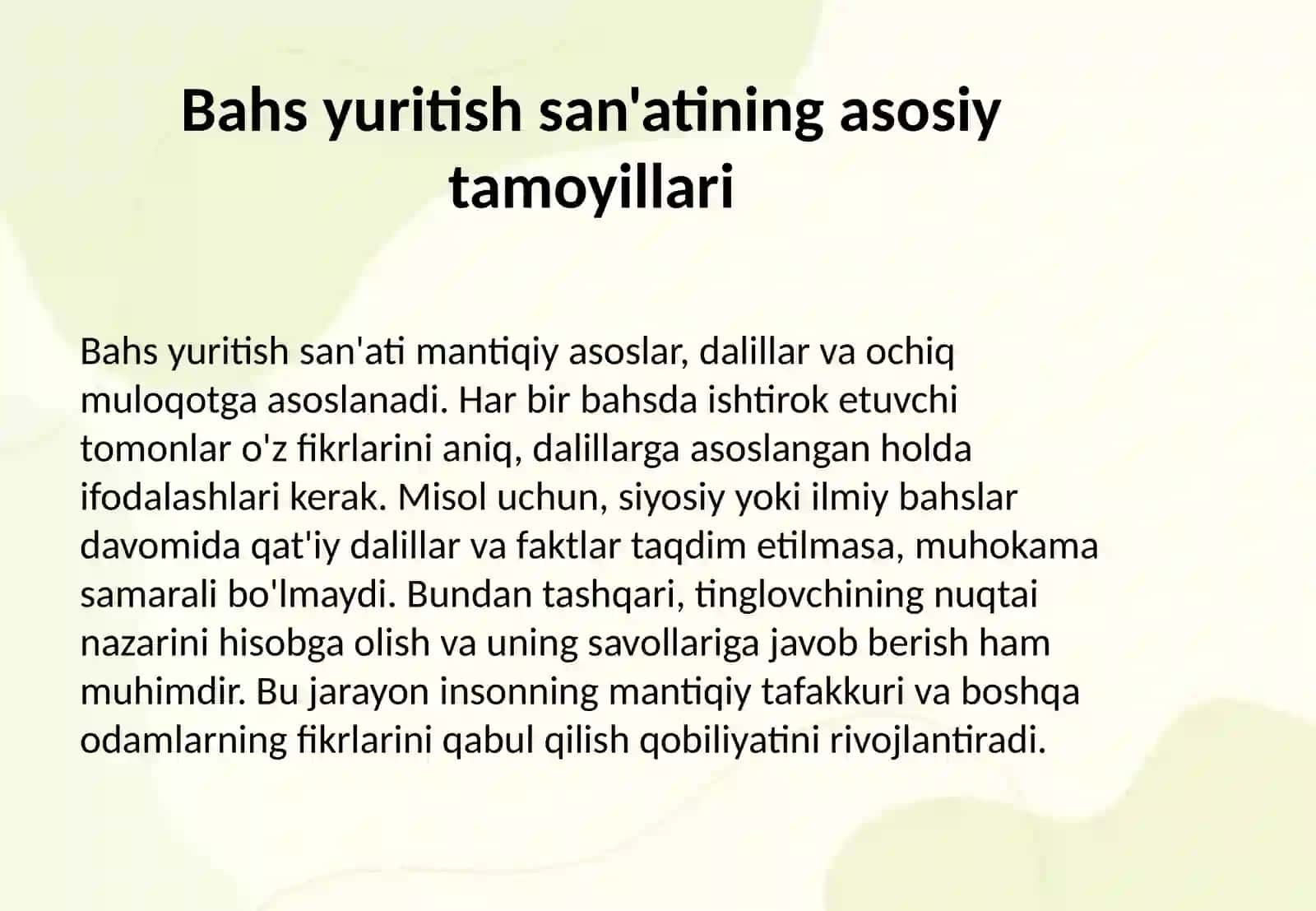Bahs yuritish san'ati. Muammo va uning tafakkur jarayonidagi tutgan o'rni 3