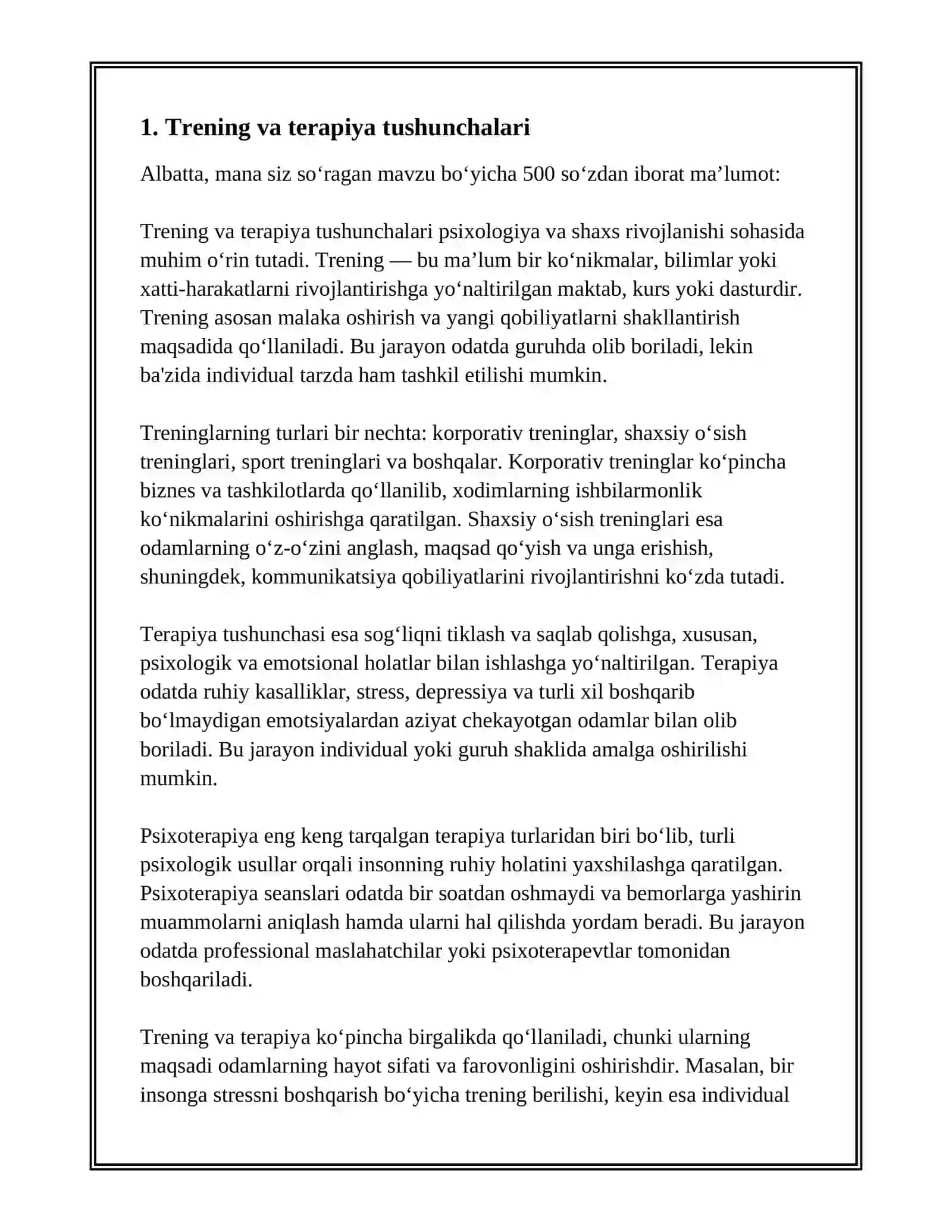 TRENING VA TERAPIYA O‘RTASIDAGI FARQLAR TRENINGDA O‘YIN-GURUH BILAN ISHLASH VOSITASI SIFATIDA 3