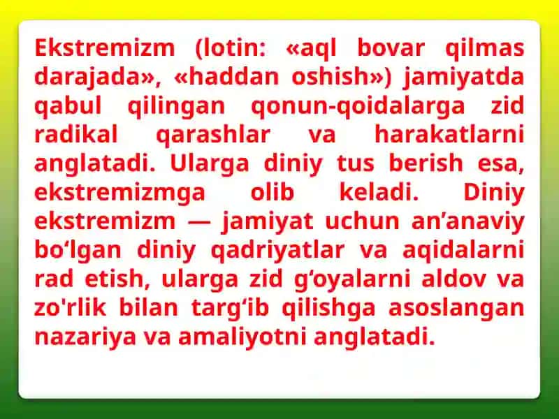 Ekstremizm va terrorizmga qarshi kurashning ma’naviy-ma’rifiyasoslarining o'rganishning ahamiyati 3