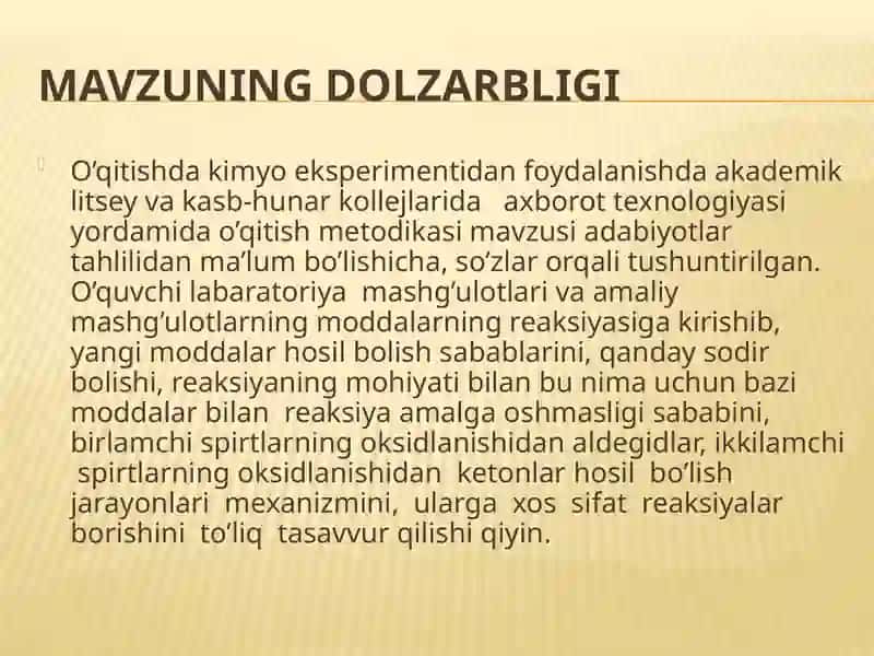 Kimyoni óqitishda eksperimental misollardan foydalanish 3