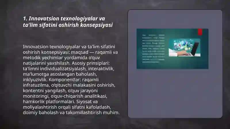 Innovatsion texnologiyalar ta’lim sifatini oshirish manbai sifatida 3
