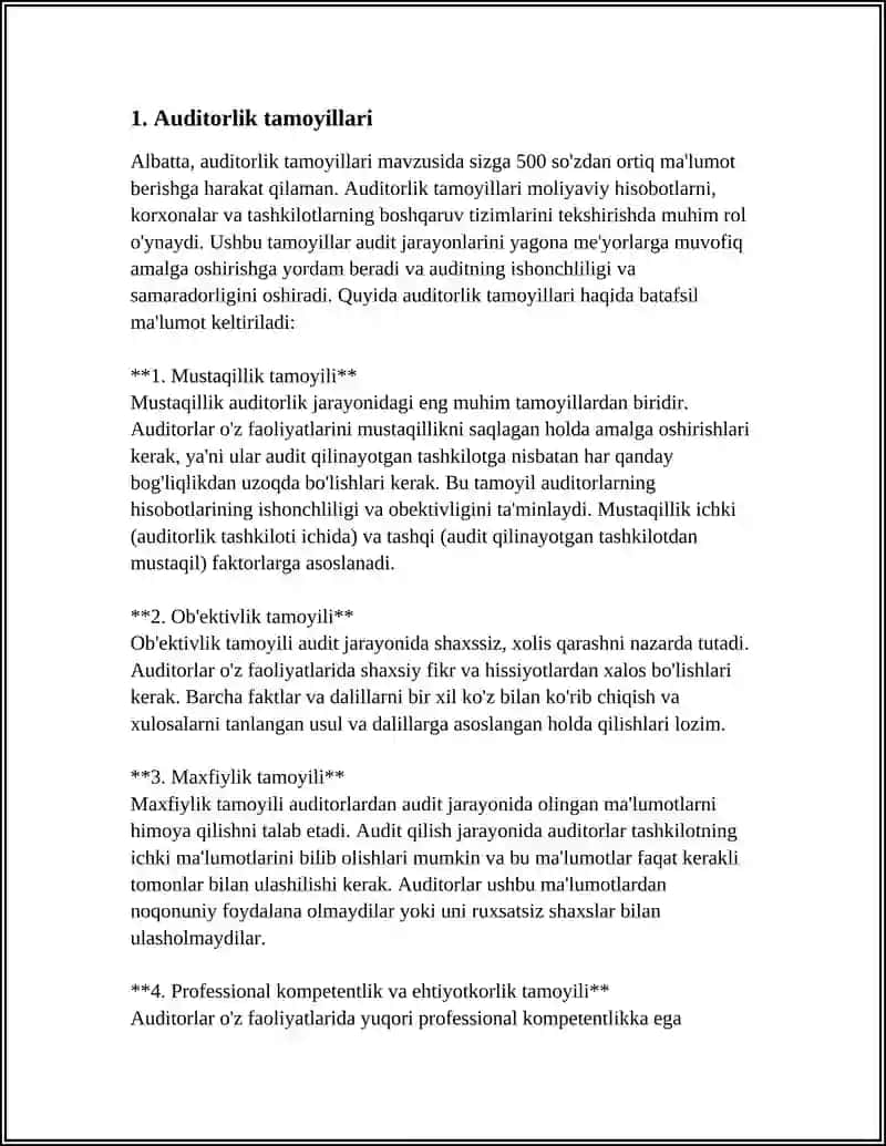 BUXGALTERIYA BALANSI AUDITIDA QO'LLANILADIGAN AUDITORLIK USULLARI VA TAHLILIY AMALLAR MAZMUNI 3