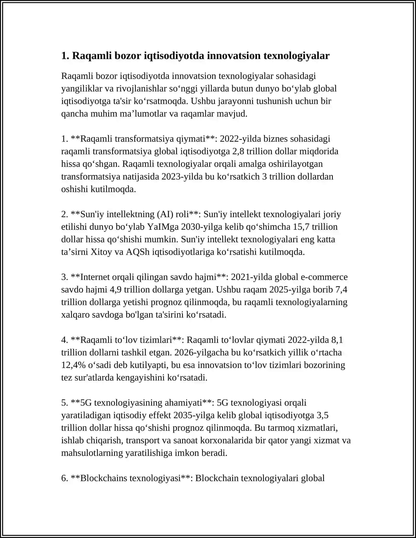 IQTISODIYOTDA RAQAMLI BOZORNING OʻRNI 3