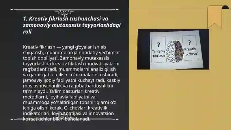 Zamonaviy mutaxassis tayyorlashda kreativ fikrlash 3