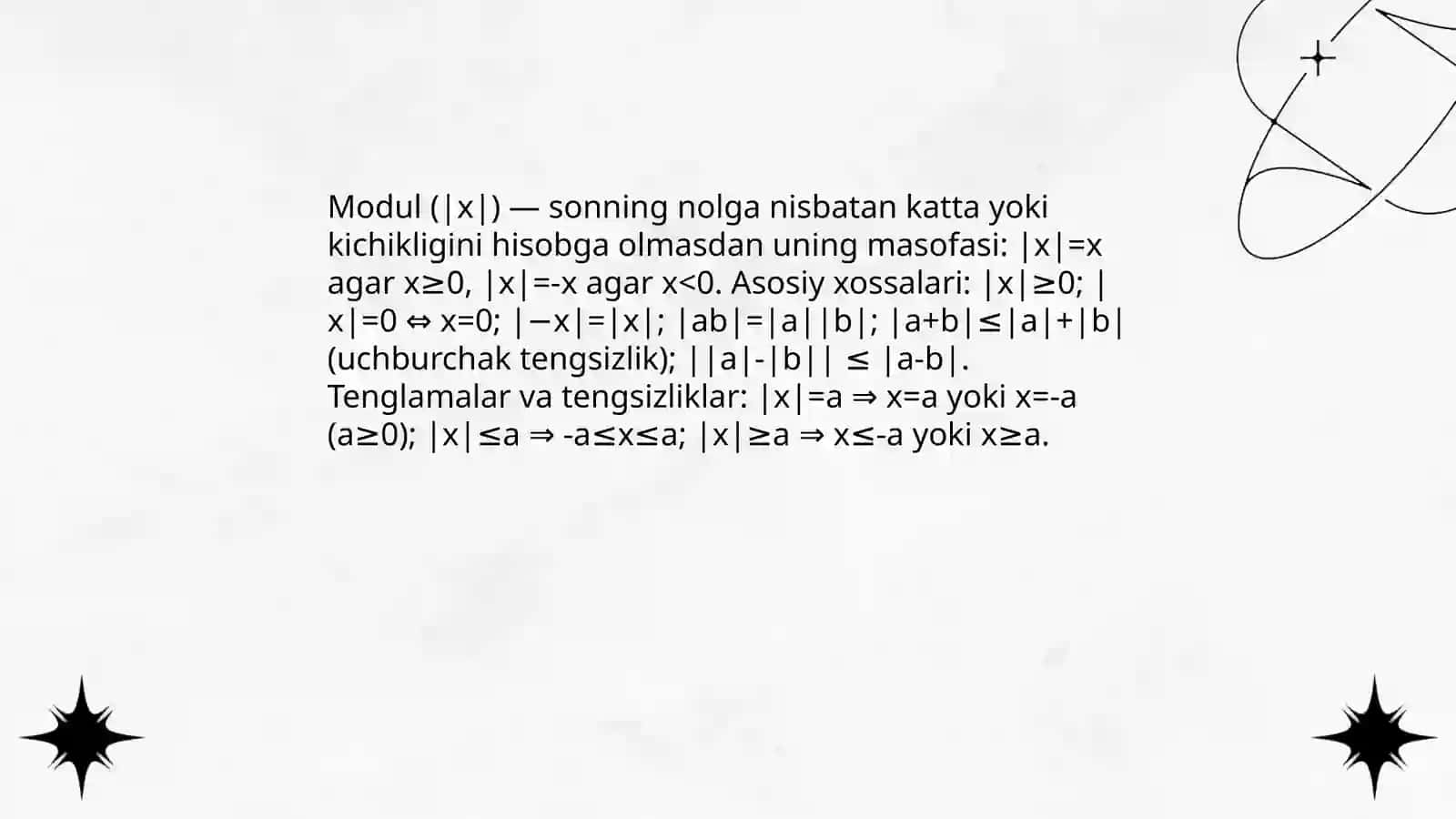 Modulli tenglama va tengsizliklar 8-sinf 3