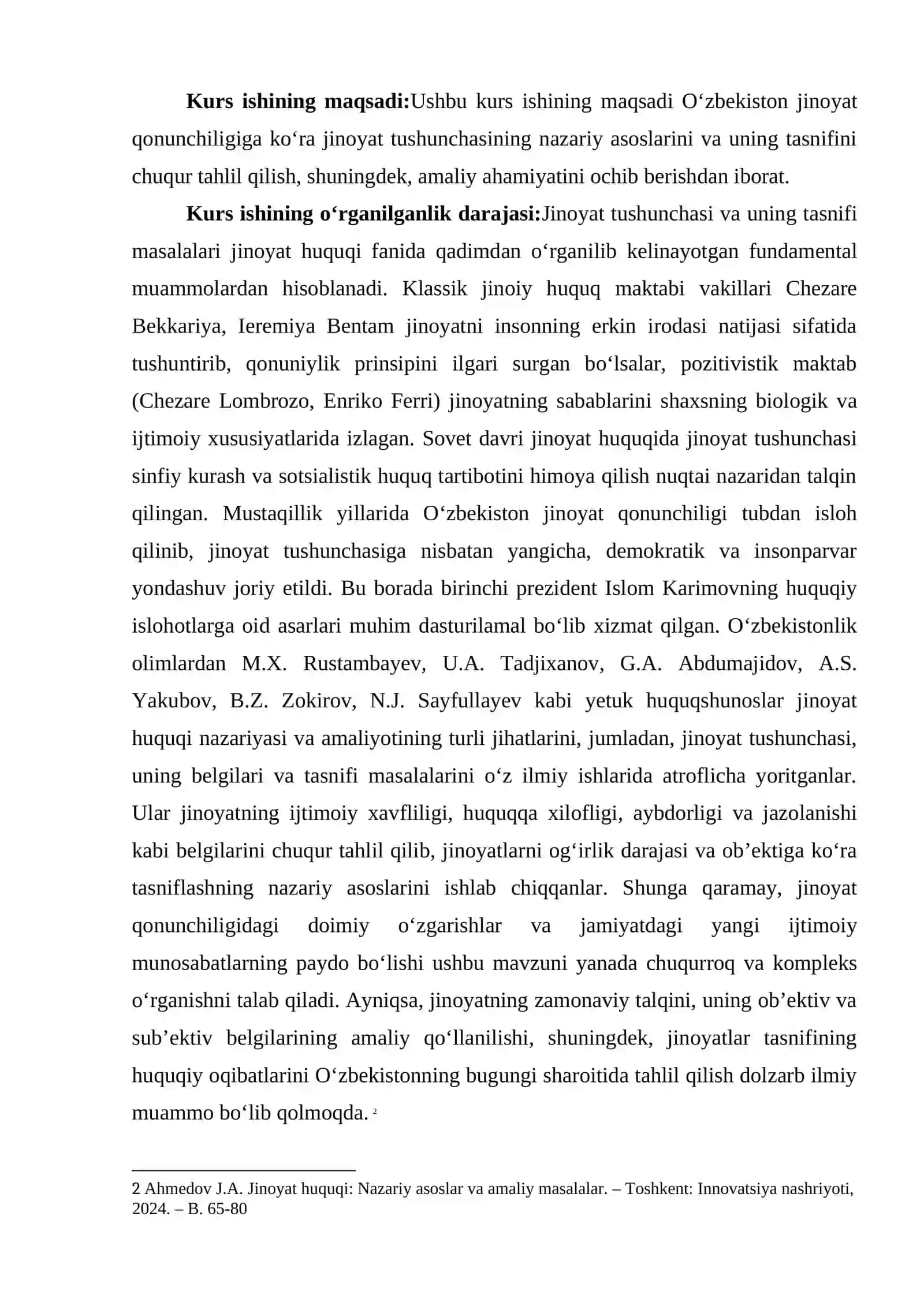 O‘zbekiston jinoyat qonunchiligiga ko‘ra jinoyat tushunchasi va uning tasnifi 3