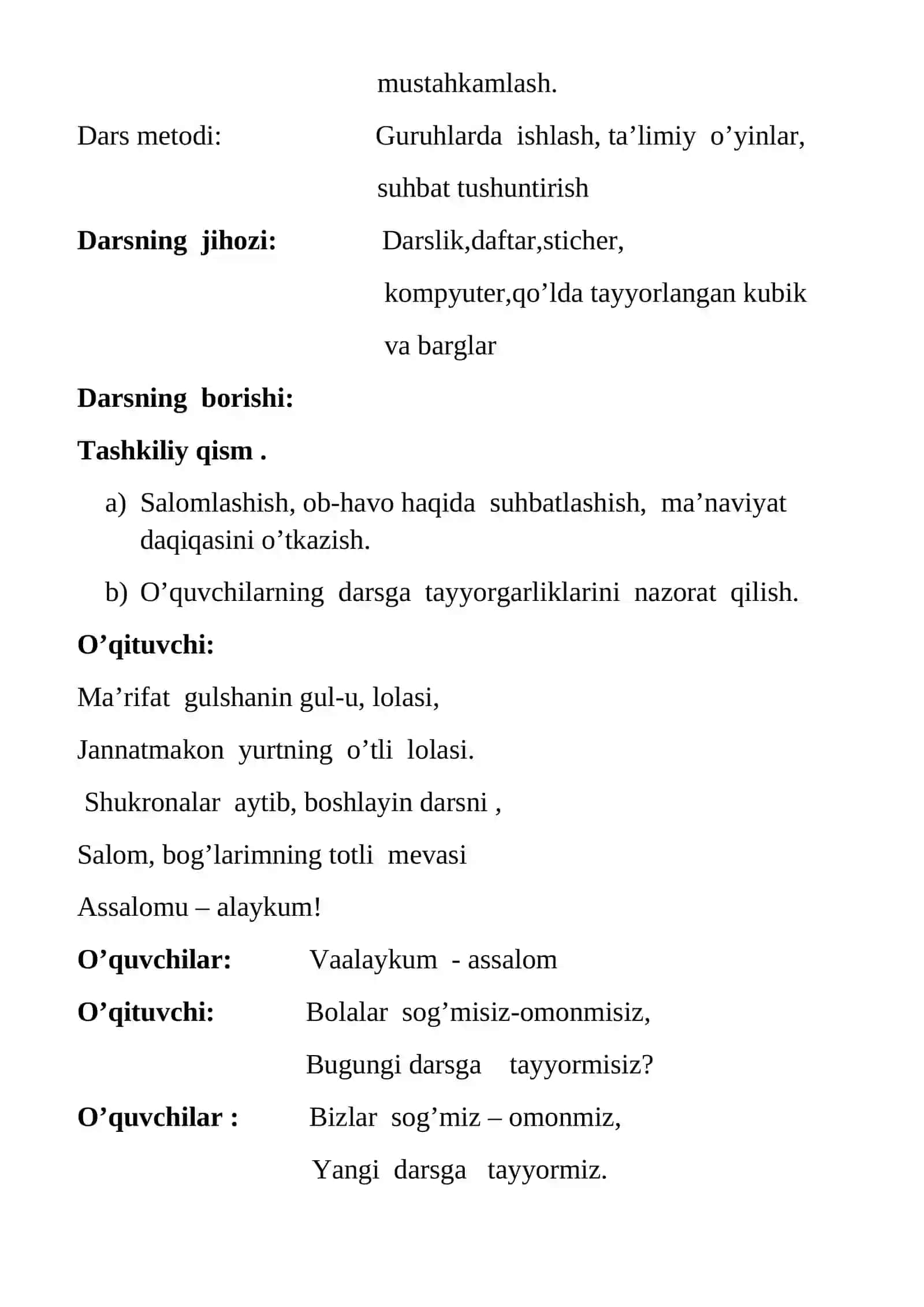 3-sinf Ona tili dars ishlanma. Asos va asosdosh so'zlar 3