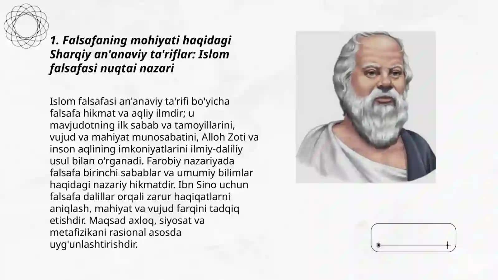 Falsafaning mohiyatiga oid Sharq va G'arb mutafakkirlari ta'riflarini tasniflash 3