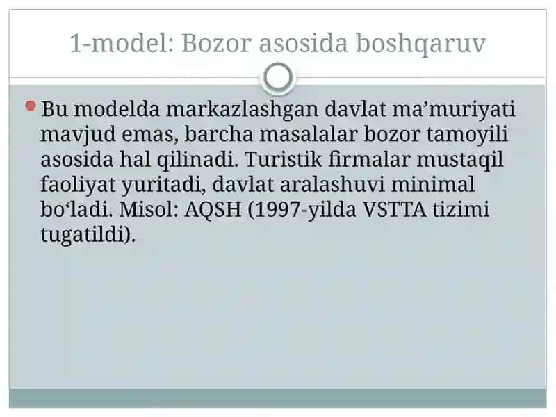 TURIZM SOHASINI BOSHQARISHNING TASHKILIY TUZILMASI VA MARKETINGI 3