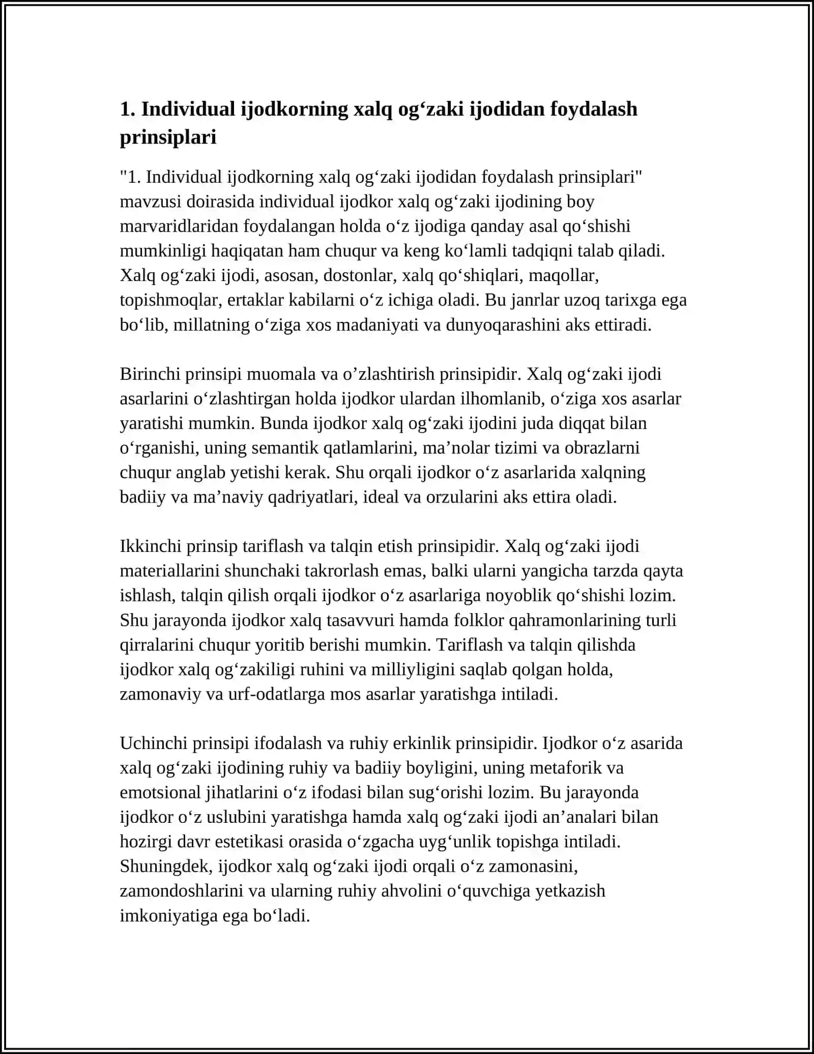 INDIVIDUAL IJODKORNING XALQ OGʻZAKI IJODIDAN FOYDALANISH MAHORATI 3
