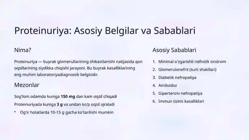 Siydik Sindromlari: Proteinuriya, Gematuriya va Boshqalar 3