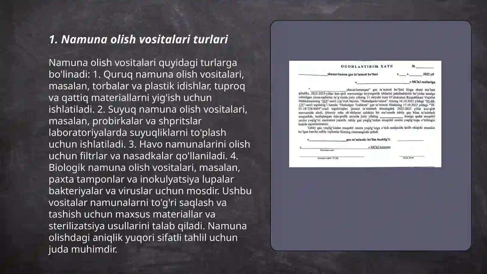 Na'muna olish vositalari.Nuqtaviy namuna 3